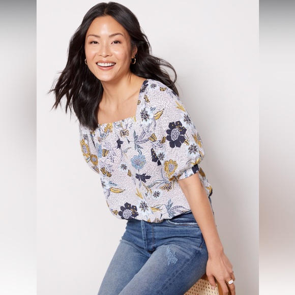 NWT Evereve Adina Square Neck Blouse S - Picture 1 of 7